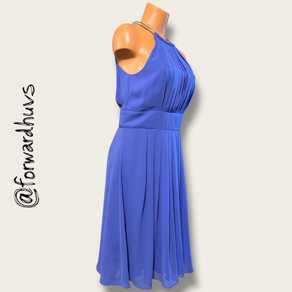 White House Black Market Dress – Royal Blue – Gold-Tone Neck Chain – Size 6 - Picture 5 of 13